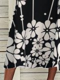 Black Sleeveless Crew Neck Cotton-Blend Dresses