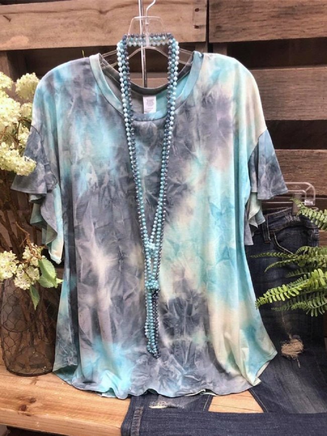 Blue Short Sleeve Shift Shirts & Tops
