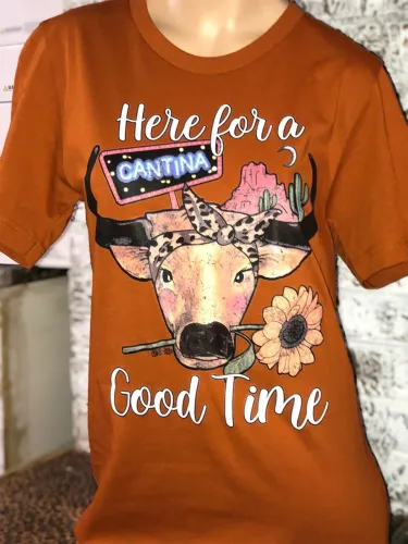 Short Sleeve Vintage Crew Neck Letter Shirts & Tops