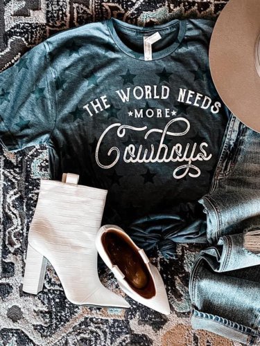 Short Sleeve Crew Neck Star Shirts & Tops