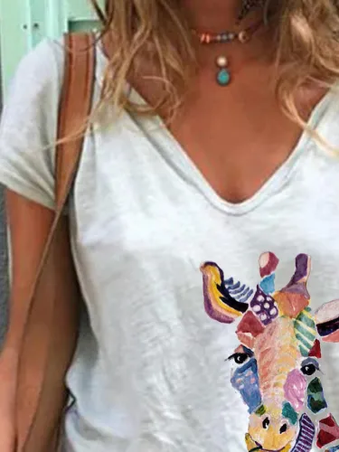 Casual Plus Size Printed Tee Shirts Tops