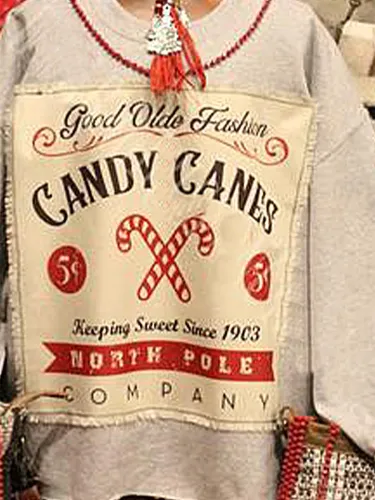 Christmas loose long sleeve printed sweatshirt
