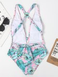 Floral Print Plunging Collar One-Piece Swimsuit