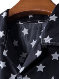 Men's Star Print Button Short Sleeve Shirt