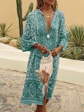 5 Colors Summer Bohemian Style V Neck Sexy Printed Dresses