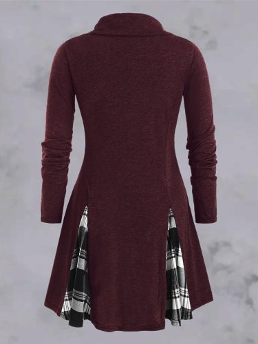 Red Paneled Vintage A-Line Cotton Dresses