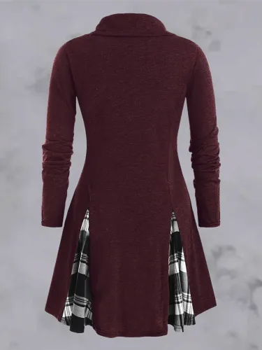 Red Paneled Vintage A-Line Cotton Dresses