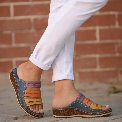 Women Casual Summer Color Comfy Wedge Sandals