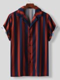 Men's Retro Stripe Pattern Button Up Shirt