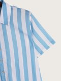 Men's Navy Stripe Button Short Sleeve Shirt