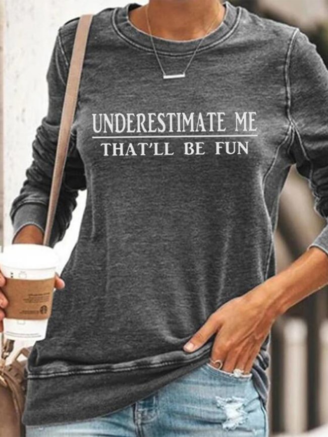 Long Sleeve Letter Washed Statement Sweatshirt