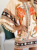 Flower Tribal Cotton-Blend Casual Dresses