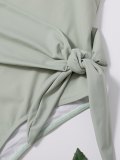 Solid Off Shoulder Belted Wrap Bikini