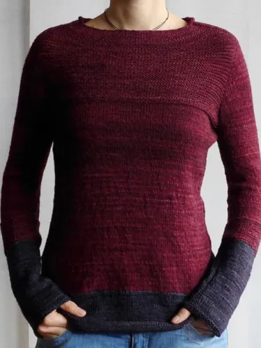 Crew Neck Long Sleeve Plain Shirts & Tops