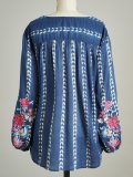 Floral V Neck Long Sleeve Shift Shirts & Tops