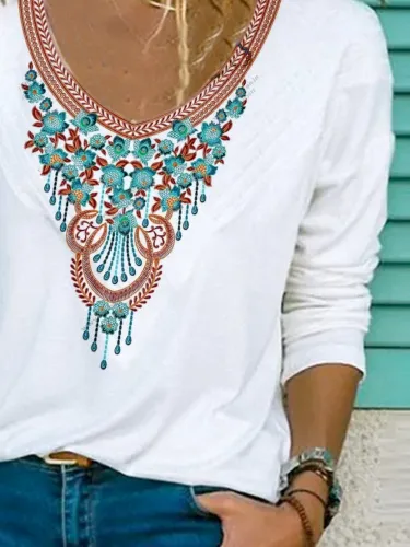 Long Sleeve V Neck Jersey Shirts & Tops