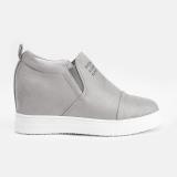 Fashion Letter Slip On Wedge Sneakers Faux Suede Wedge Heel Casual Sneakers