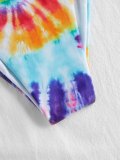 Spiral Tie Dye Plunging Collar One-Piece Swimsuit