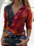 Cotton-Blend Casual Long Sleeve Shirts & Tops