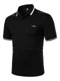 Men's Casual Embroidered Striped Polo Shirt