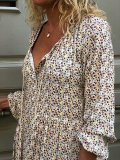 Women Shift Boho Floral Maxi Dresses Long Sleeve V Neck Daily Dresses
