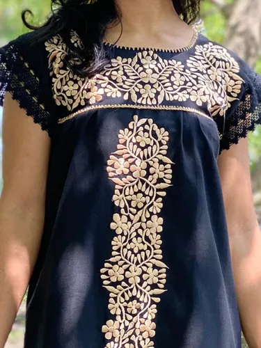 Vintage Paneled Short Sleeve Tribal Dresses