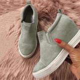 Fashion Letter Slip On Wedge Sneakers Faux Suede Wedge Heel Casual Sneakers