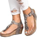 Women Large Size Adjustable Buckle Wedge Casual Sandals