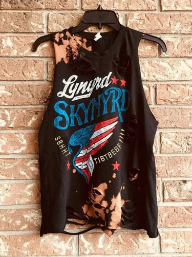 Black Letter Sleeveless Shirts & Tops