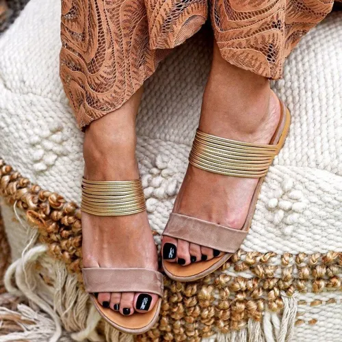 Slip-On Flat Open Toe Summer Slide Sandals Plus Sizes