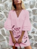 Holiday Linen Half Sleeve Dresses