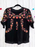 Short Sleeve Boho A-Line Crew Neck Shirts & Tops