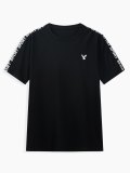 Men's Eagle Embroidered Letter Tape Round Neck T-Shirt