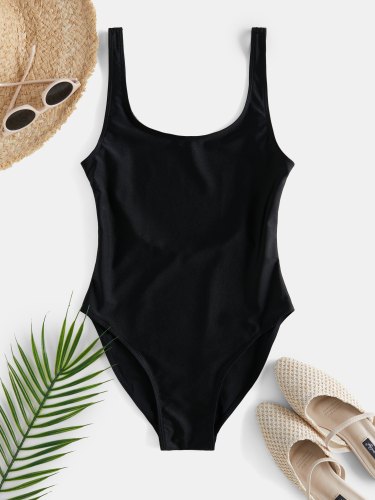 Basic Solid One-Piece Swimsuit