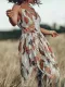 Multicolor Holiday V Neck Patchwork Dresses