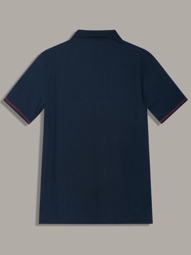 Men's Eagle Embroidered Stripe Polo Shirt