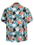 Men’s Leaf Print Pocket Short Sleeve Shirt