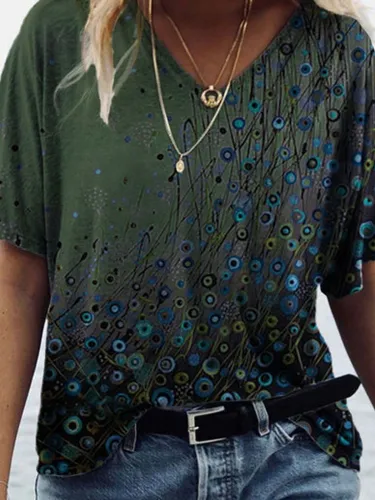 Plus Size Vintage Cotton-Blend Floral Shirts & Tops