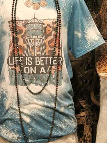 Casual Ombre/tie-Dye Short Sleeve Shirts & Tops