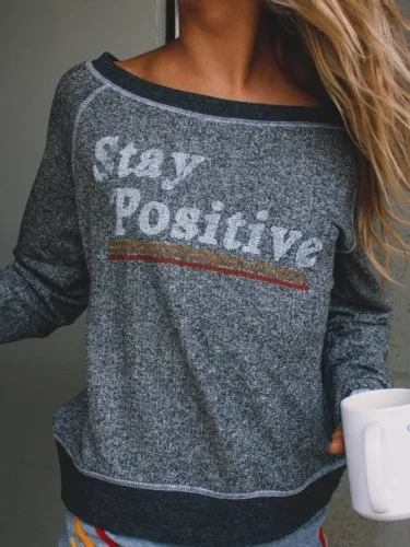 Letter Cotton-Blend Long Sleeve Shirts & Tops