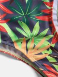 Maple Print One-Piece Underwire Swimsuit
