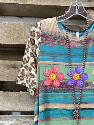 Blue Crew Neck Casual Shirt & Top
