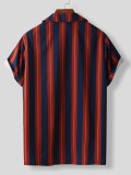 Men's Retro Stripe Pattern Button Up Shirt