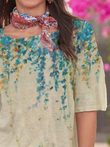 Floral Cotton-Blend Printed Casual Shirts & Tops