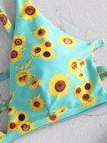 Sunflower Print Straps Cami Bikini
