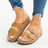 Women Casual Summer Double Buckle Slip On Comfy Sandals