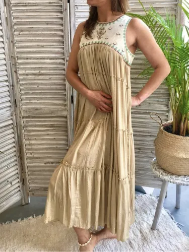 Boho Beach Geometric Sweet Sleeveless Swing Dresses