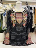 Boho Simple & Basic Floral Long Sleeve Shirts & Tops