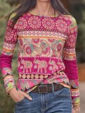 Cotton-Blend Printed Floral Long Sleeve Shirts & Tops
