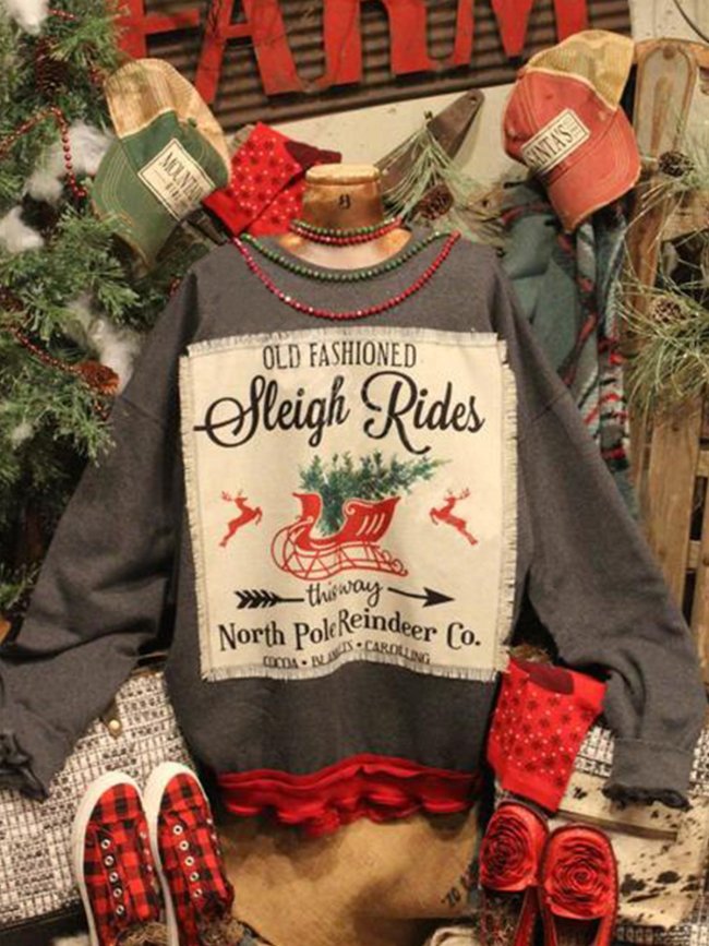 Letter Long Sleeve Crew Neck Sweatshirt